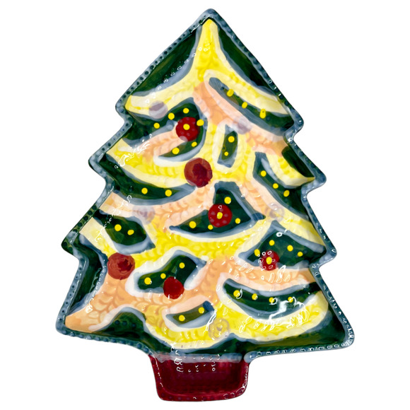 Anthropologie Nathalie Lete Plate Christmas Tree Shaped Dessert Side Candy 9" - Picture 6 of 9